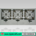 Three Panel Antique Brown Wrought Iron Wall Sconces medieval
